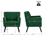 Sillón Acentual Tapizado en Terciopelo con Estructura de Acero y Patas de Madera