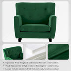 Sillón Acentual Tapizado en Terciopelo con Estructura de Acero y Patas de Madera