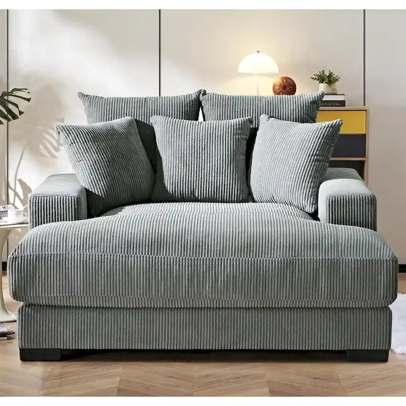 Sillón chaise longue tapizado en pana para sala de estar