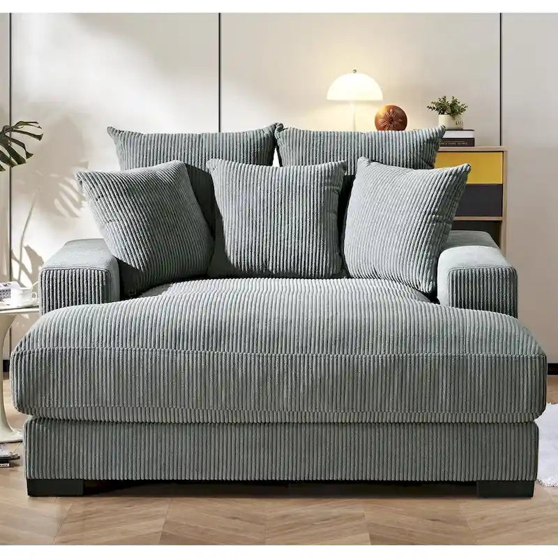 Corduroy Upholstered Chaise Lounge Living Room Chair