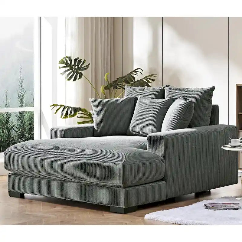 Sillón chaise longue tapizado en pana para sala de estar