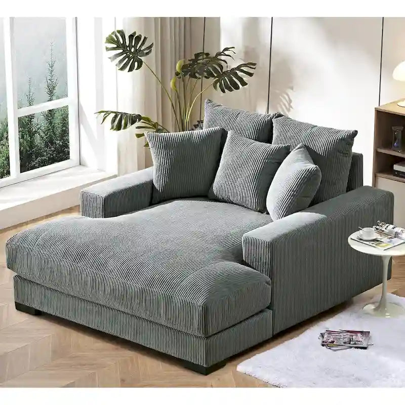 Sillón chaise longue tapizado en pana para sala de estar