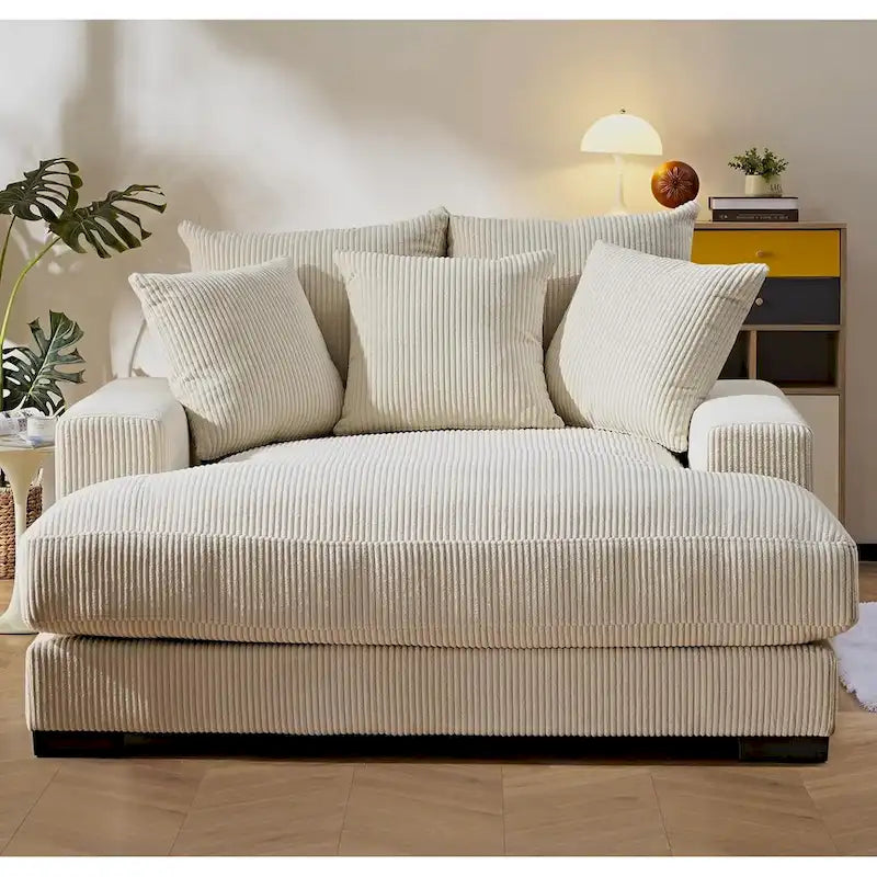 Sillón chaise longue tapizado en pana para sala de estar