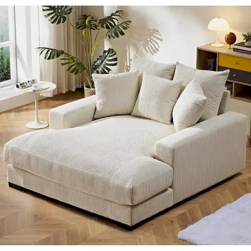 Sillón chaise longue tapizado en pana para sala de estar