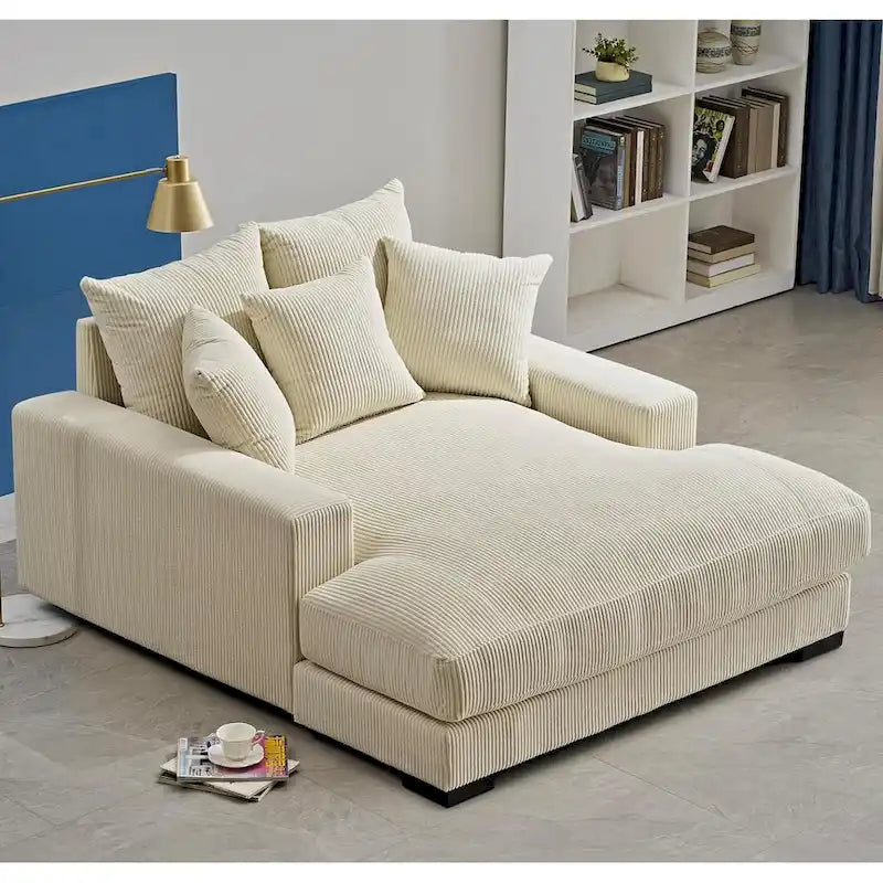 Sillón chaise longue tapizado en pana para sala de estar