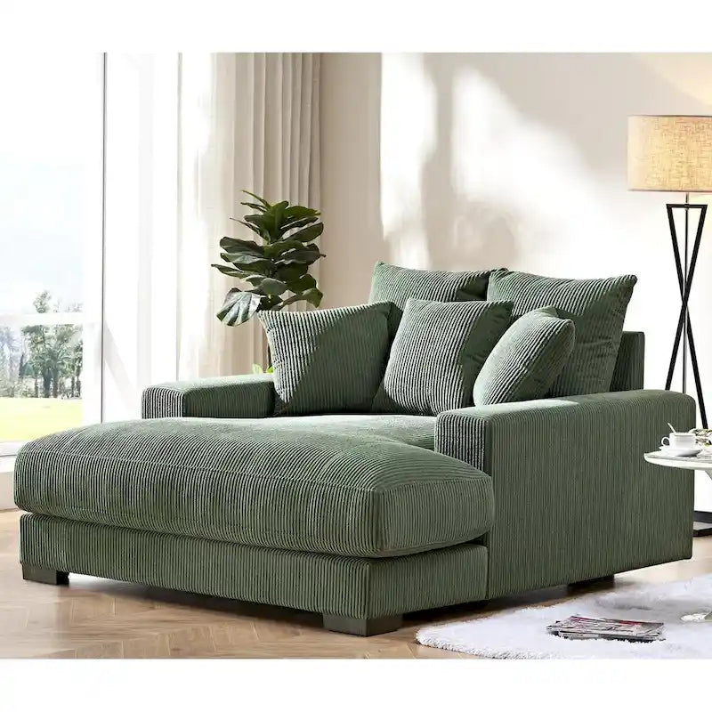 Sillón chaise longue tapizado en pana para sala de estar