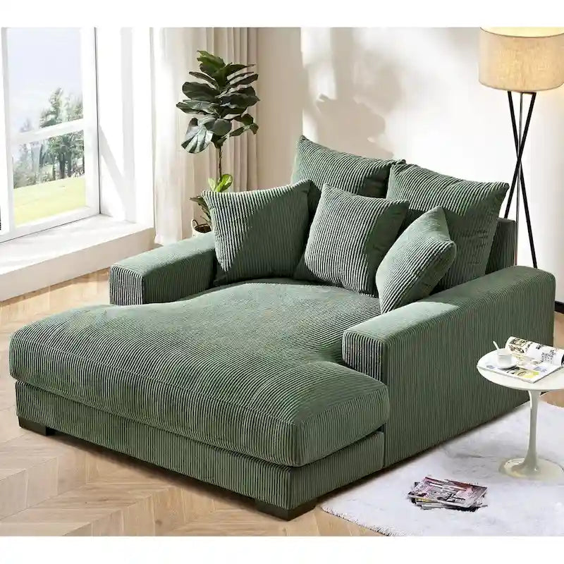 Sillón chaise longue tapizado en pana para sala de estar