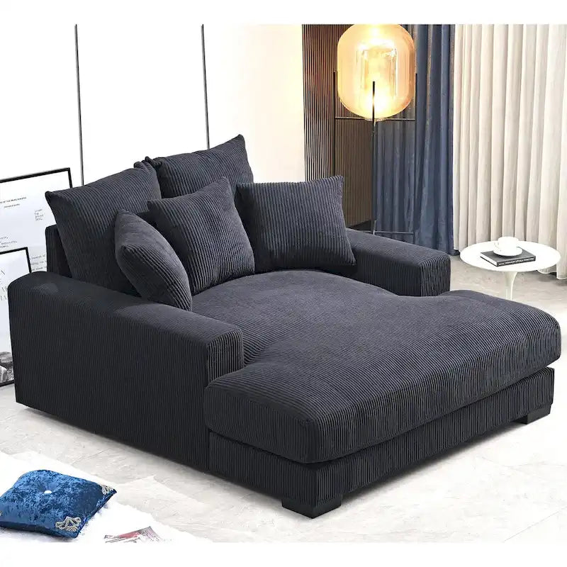 Sillón chaise longue tapizado en pana para sala de estar
