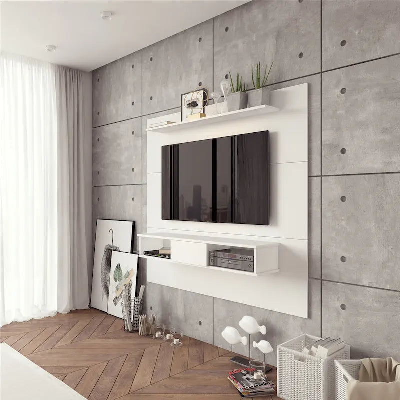 Mueble de TV de madera industrializada de 2 estantes y 70 pulgadas para televisores de pantalla plana
