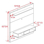 Mueble de TV de madera industrializada de 2 estantes y 70 pulgadas para televisores de pantalla plana
