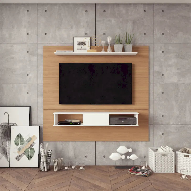 Mueble de TV de madera industrializada de 2 estantes y 70 pulgadas para televisores de pantalla plana