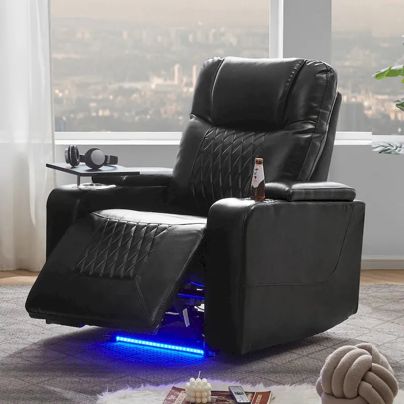 Sillón reclinable eléctrico con portavasos y mesa giratoria