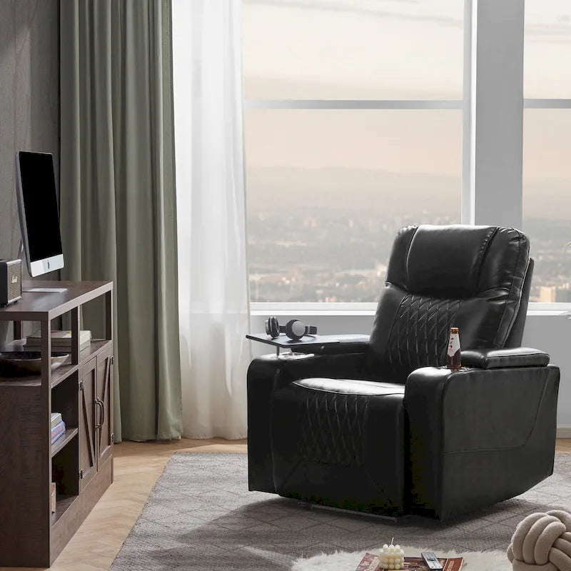 Sillón reclinable eléctrico con portavasos y mesa giratoria