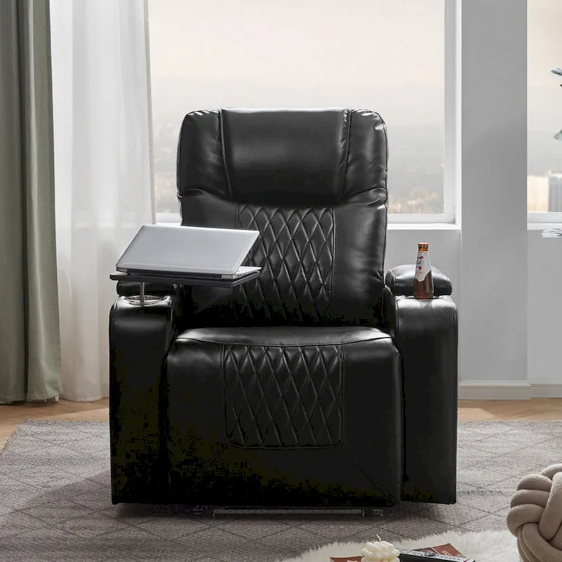 Sillón reclinable eléctrico con portavasos y mesa giratoria