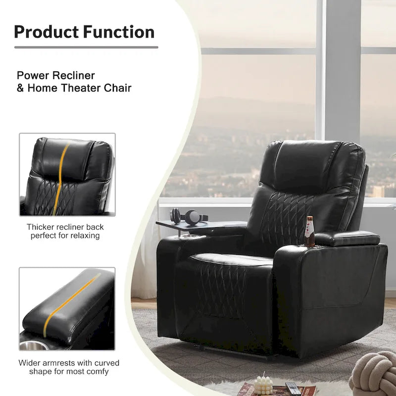 Sillón reclinable eléctrico con portavasos y mesa giratoria