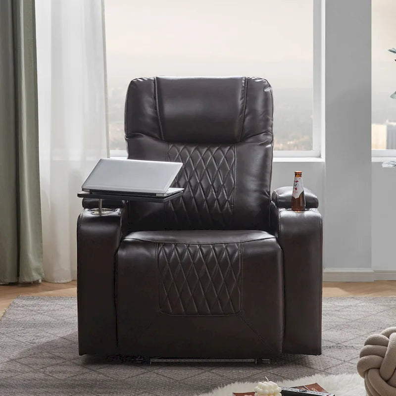 Sillón reclinable eléctrico con portavasos y mesa giratoria
