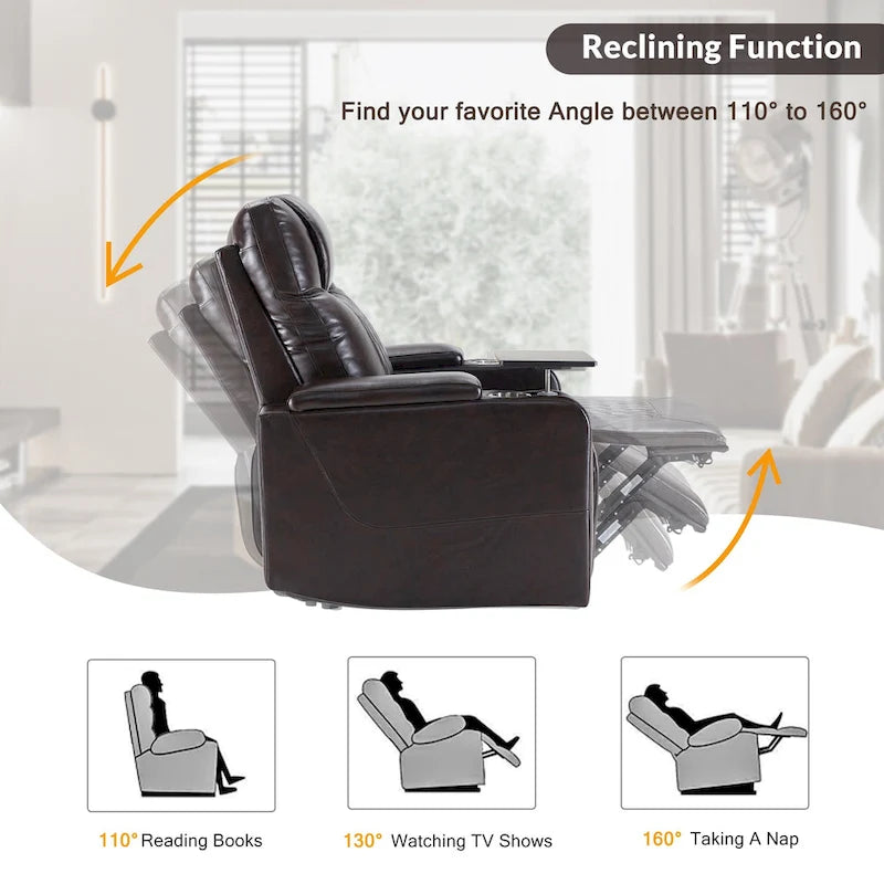Sillón reclinable eléctrico con portavasos y mesa giratoria