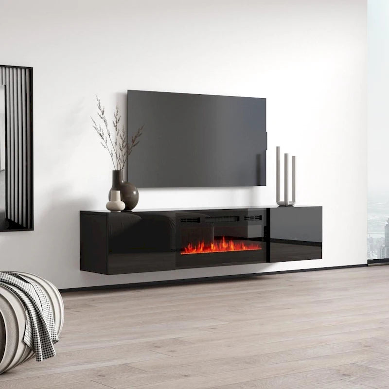 Soporte de TV moderno de 72 pulgadas para chimenea eléctrica de pared