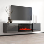 Soporte de TV moderno de 72 pulgadas para chimenea eléctrica de pared