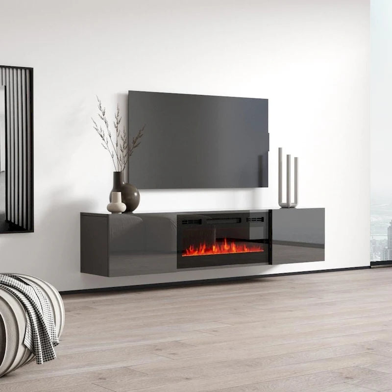 Soporte de TV moderno de 72 pulgadas para chimenea eléctrica de pared