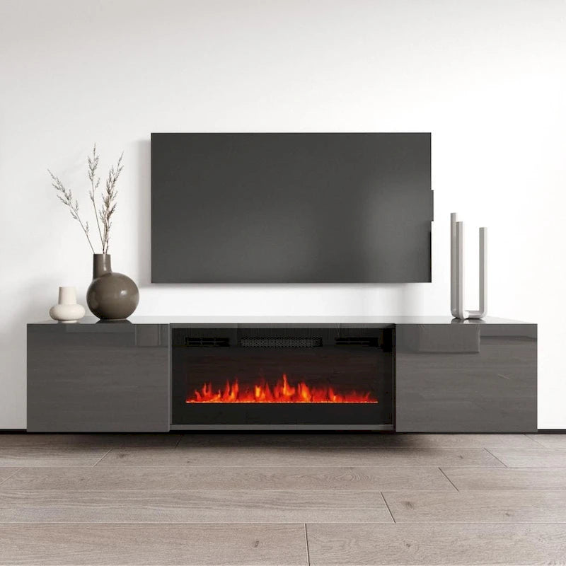 Soporte de TV moderno de 72 pulgadas para chimenea eléctrica de pared