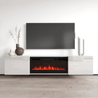 Soporte de TV moderno de 72 pulgadas para chimenea eléctrica de pared