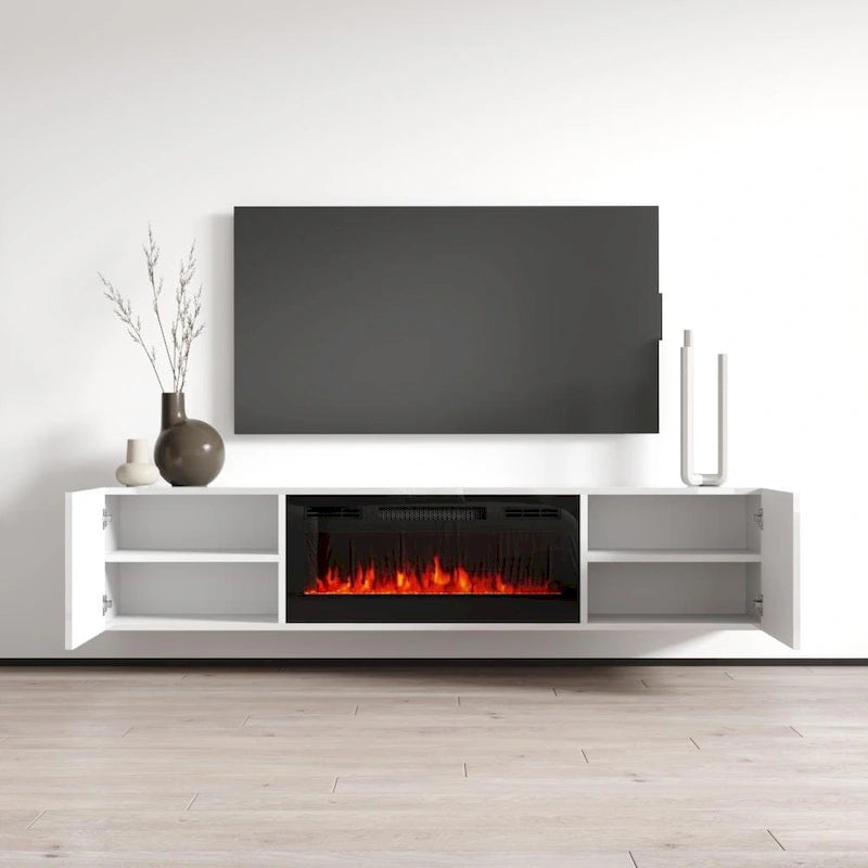 Soporte de TV moderno de 72 pulgadas para chimenea eléctrica de pared