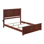 Base de cama tamaño Queen de madera maciza con cabecero a juego - Nogal