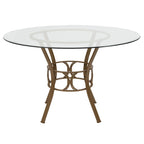 Mesa de comedor redonda de cristal templado de 48" con base de pedestal de metal