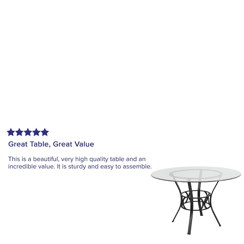 Mesa de comedor redonda de cristal templado de 48" con base de pedestal de metal