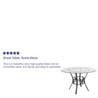 Mesa de comedor redonda de cristal templado de 48" con base de pedestal de metal