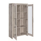 Amplia vitrina de madera con dos puertas de cristal, gris