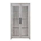 Amplia vitrina de madera con dos puertas de cristal, gris