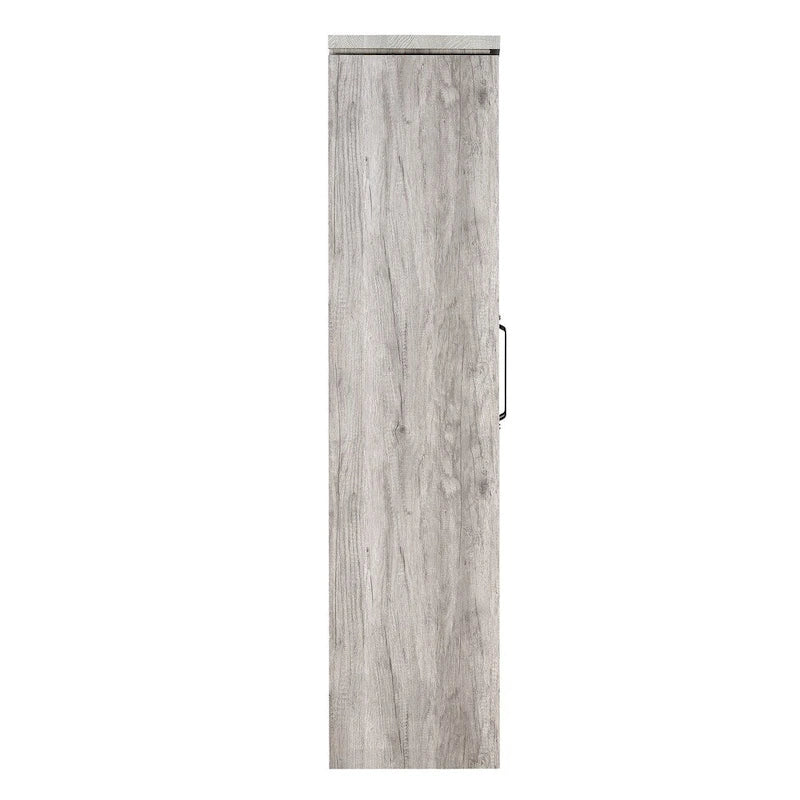 Amplia vitrina de madera con dos puertas de cristal, gris