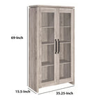 Amplia vitrina de madera con dos puertas de cristal, gris