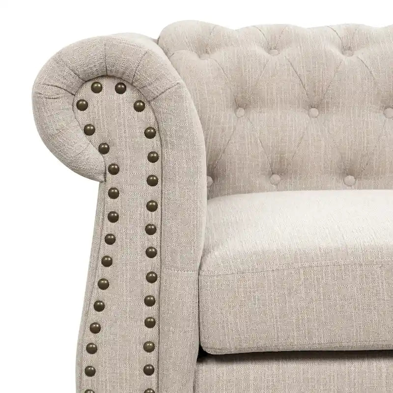 Sillón, Sofá de dos plazas tapizado Chesterfield
