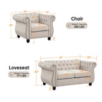 Sillón, Sofá de dos plazas tapizado Chesterfield