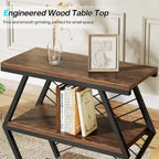 Mesa auxiliar rectangular de 3 niveles con estructura de metal para sala de estar, mesita de noche para dormitorio