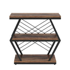 Mesa auxiliar rectangular de 3 niveles con estructura de metal para sala de estar, mesita de noche para dormitorio