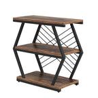 Mesa auxiliar rectangular de 3 niveles con estructura de metal para sala de estar, mesita de noche para dormitorio