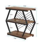 Mesa auxiliar rectangular de 3 niveles con estructura de metal para sala de estar, mesita de noche para dormitorio