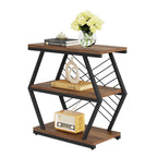 Mesa auxiliar rectangular de 3 niveles con estructura de metal para sala de estar, mesita de noche para dormitorio