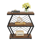 Mesa auxiliar rectangular de 3 niveles con estructura de metal para sala de estar, mesita de noche para dormitorio