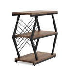Mesa auxiliar rectangular de 3 niveles con estructura de metal para sala de estar, mesita de noche para dormitorio