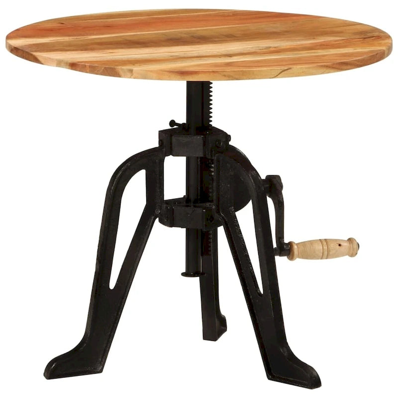 Mesa auxiliar redonda, de centro, para sofá, de madera maciza y hierro fundido