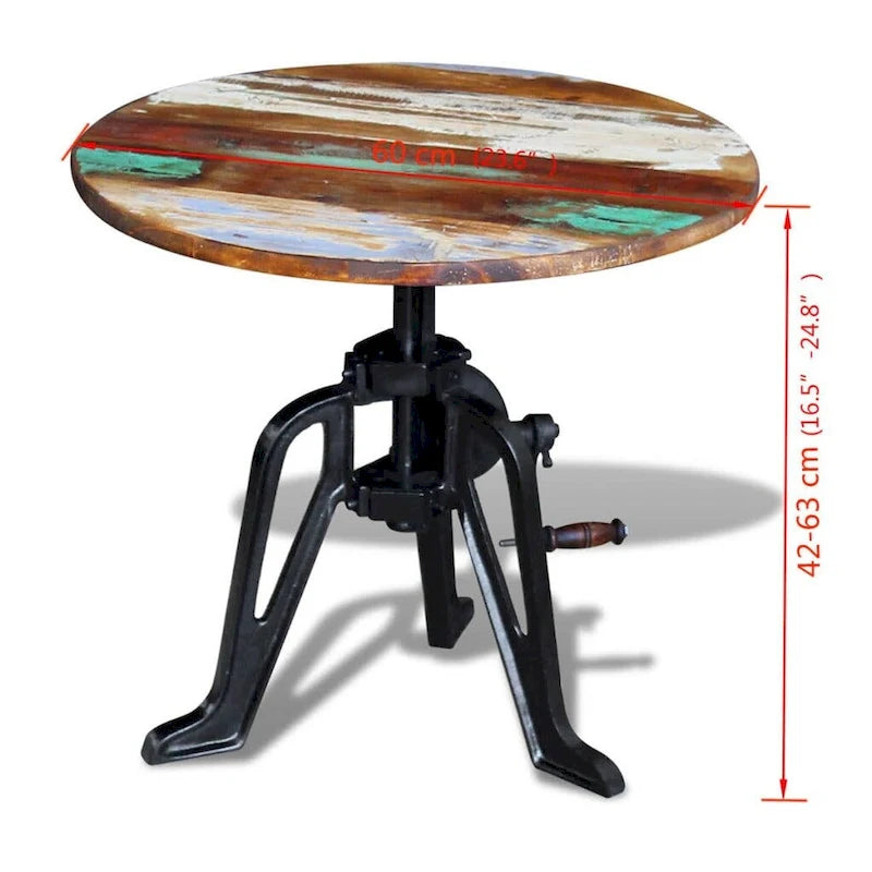 Mesa auxiliar redonda, de centro, para sofá, de madera maciza y hierro fundido