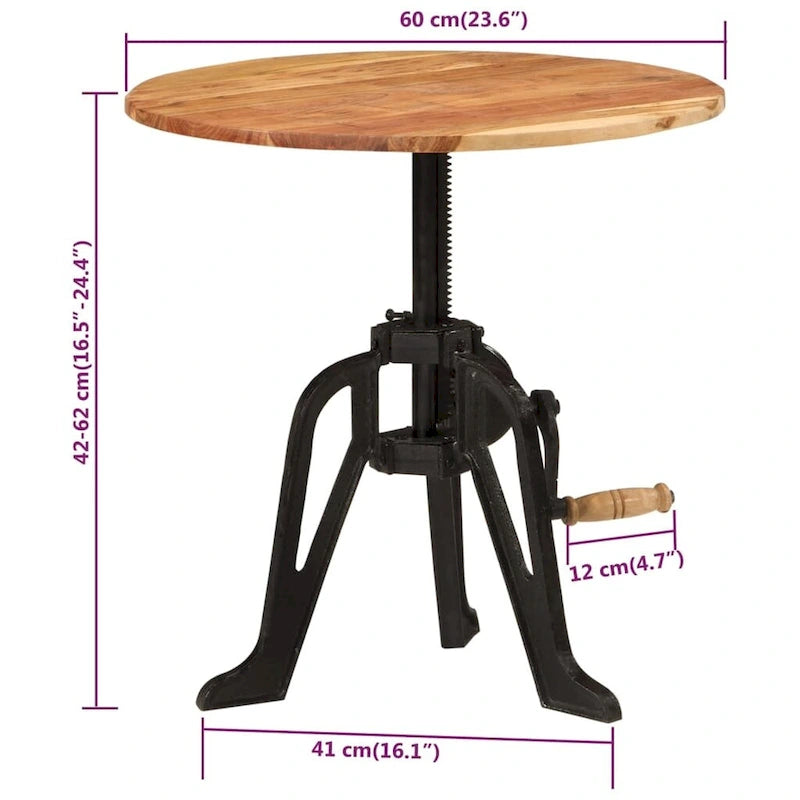 Mesa auxiliar redonda, de centro, para sofá, de madera maciza y hierro fundido