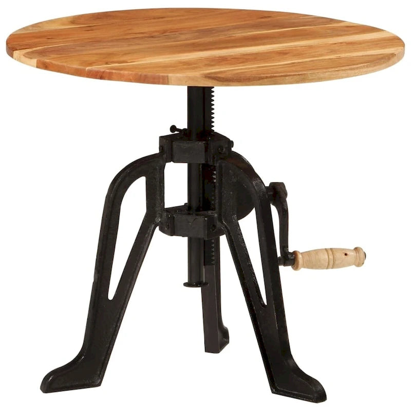 Mesa auxiliar redonda, de centro, para sofá, de madera maciza y hierro fundido
