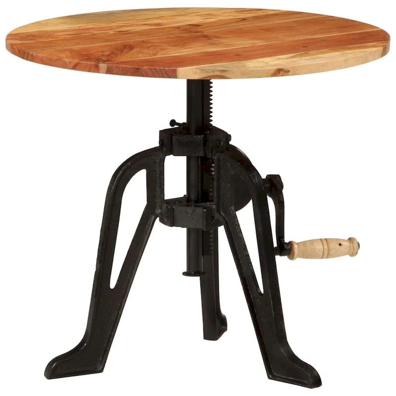 Mesa auxiliar redonda, de centro, para sofá, de madera maciza y hierro fundido
