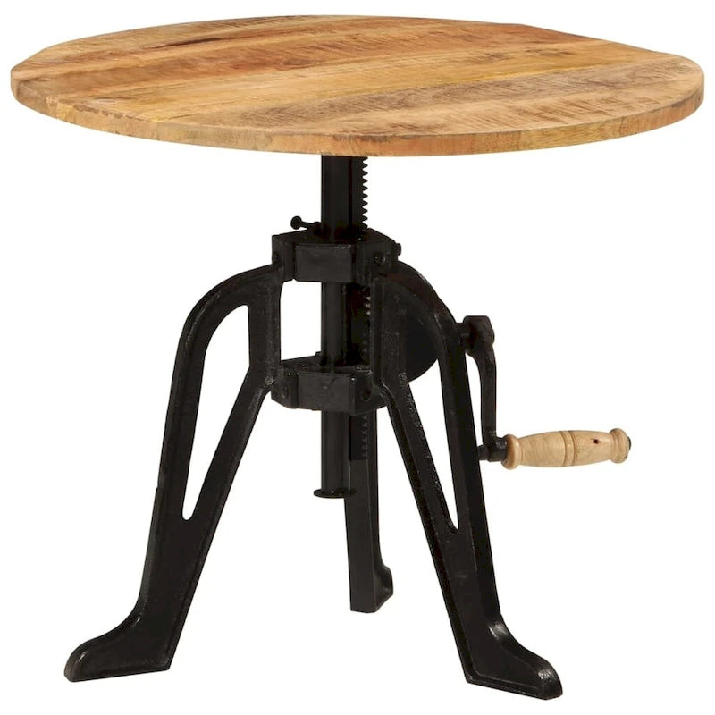 Mesa auxiliar redonda, de centro, para sofá, de madera maciza y hierro fundido